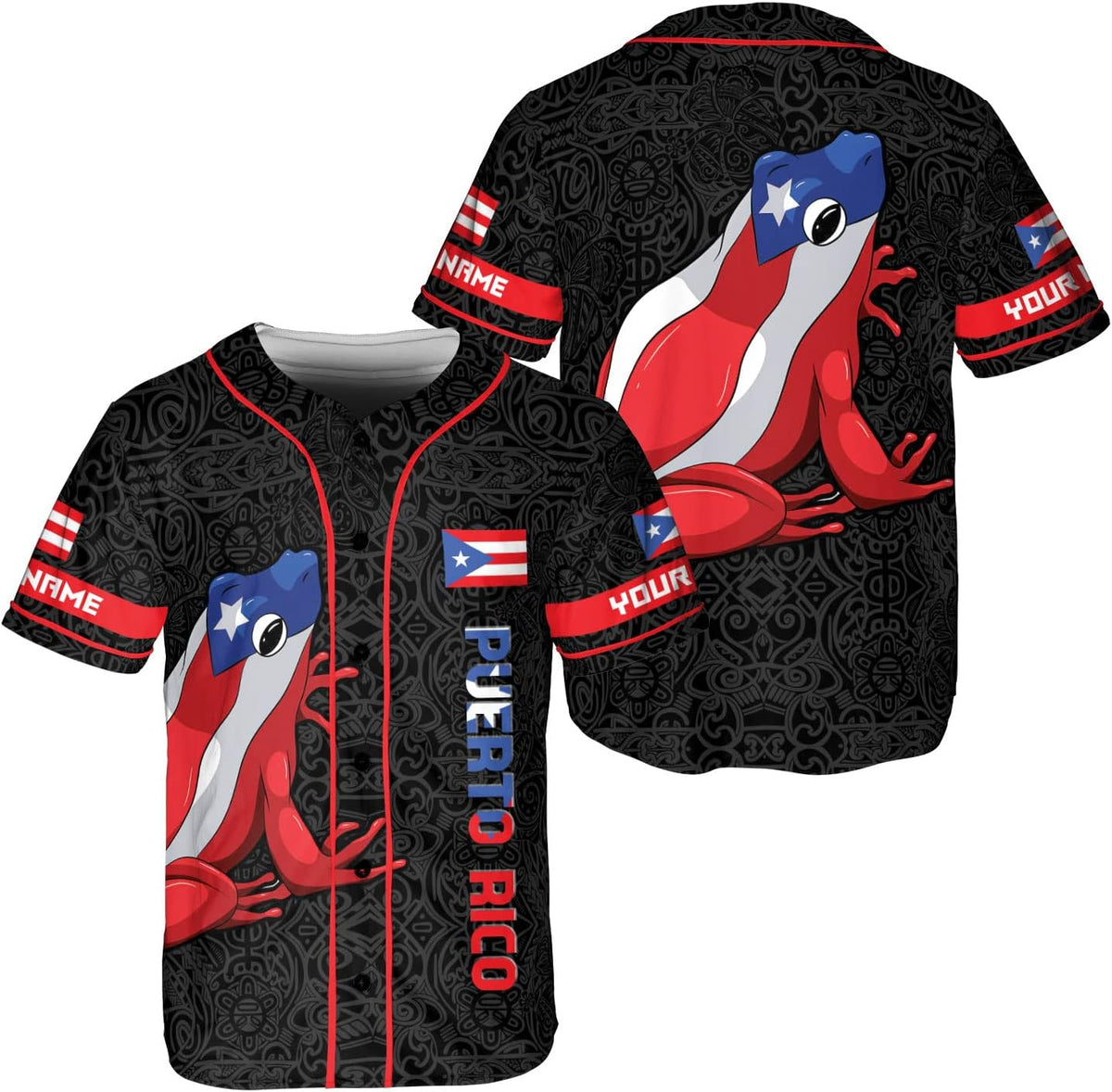 Mostefy Personalized Puerto Rico Baseball Shirt, Customized Team Name Puerto Rican Baseball Jersey for Men and Women S-5XL