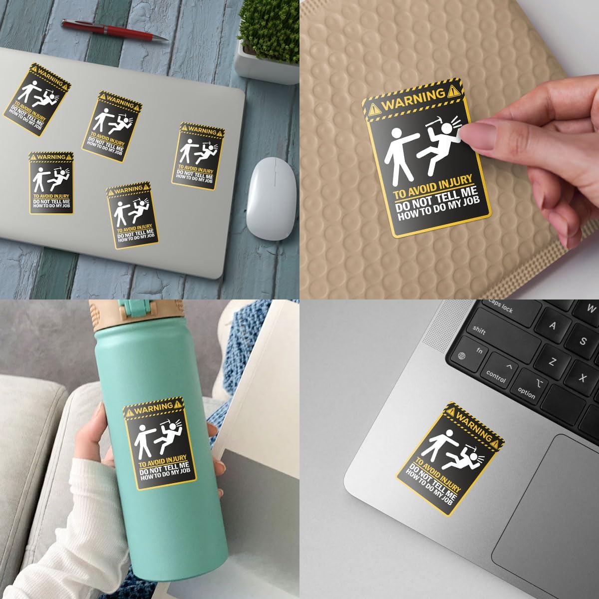 3 Pcs Warning to Avoid Injury Do Not Tell Me How to Do My Job Sticker, Do Not Tell Me How to Do My Job Sticker 3 Inches for Office Laptop Water Bottle Phone Car Window Helmet Kindles Tumbler