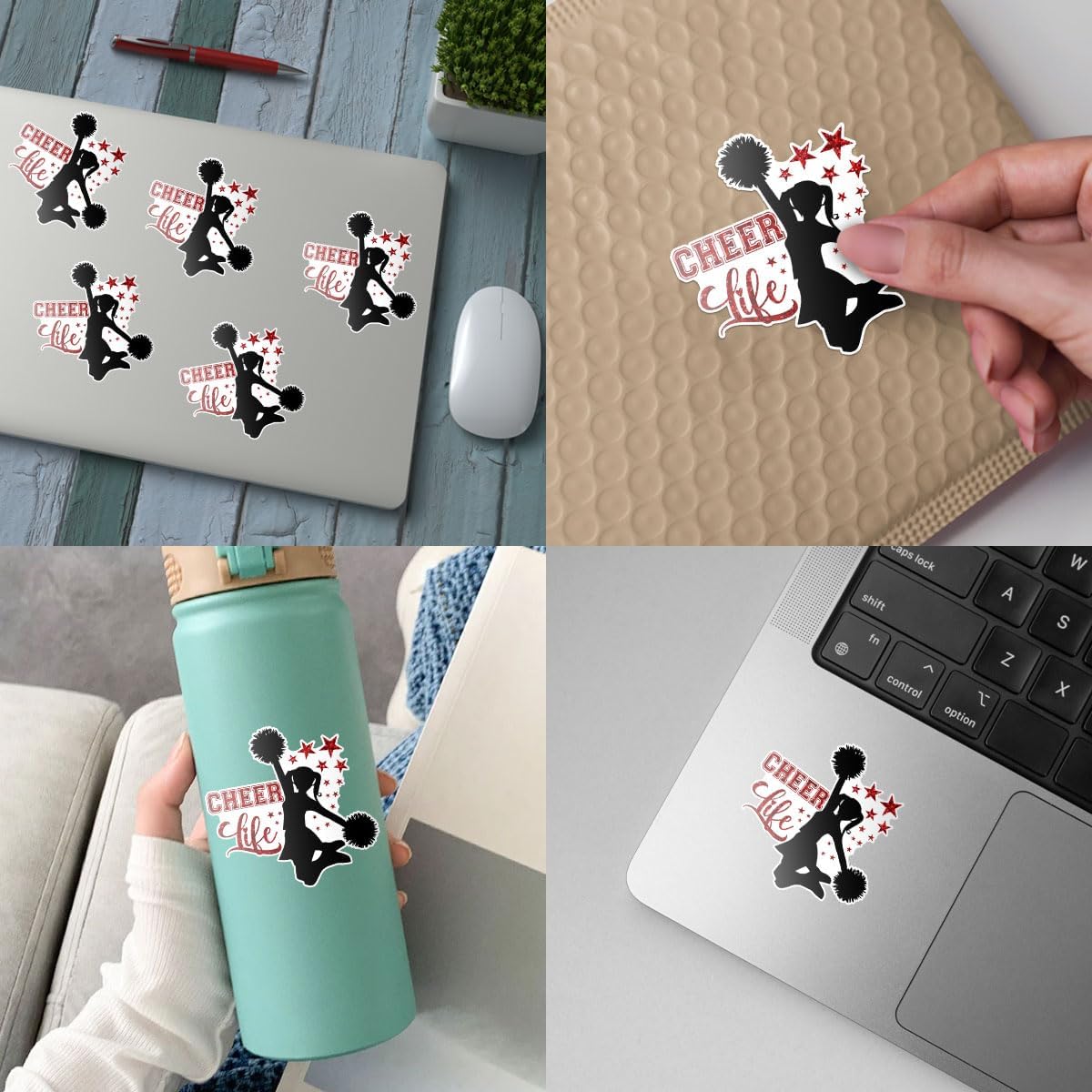 (3Pcs) Cheer Life Cheerleader Decal Vinyl Sticker, Cheerleading Stickers, Cheer Stickers, Cheerleader Decorations, Cheerleader Jump Sticker- Stickers For Laptop Water Bottle Phone Car Window Helmet 3"