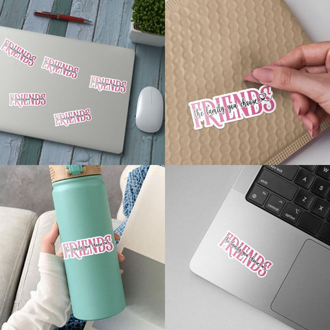 3 Pcs Friends are The Family We Choose Sticker, Friendship Love Quote Motivational Funny Sarcastic Phrase - Funny Vinyl Stickers for Water Bottles Laptop Car Hart Hat Helmet 3 Inches