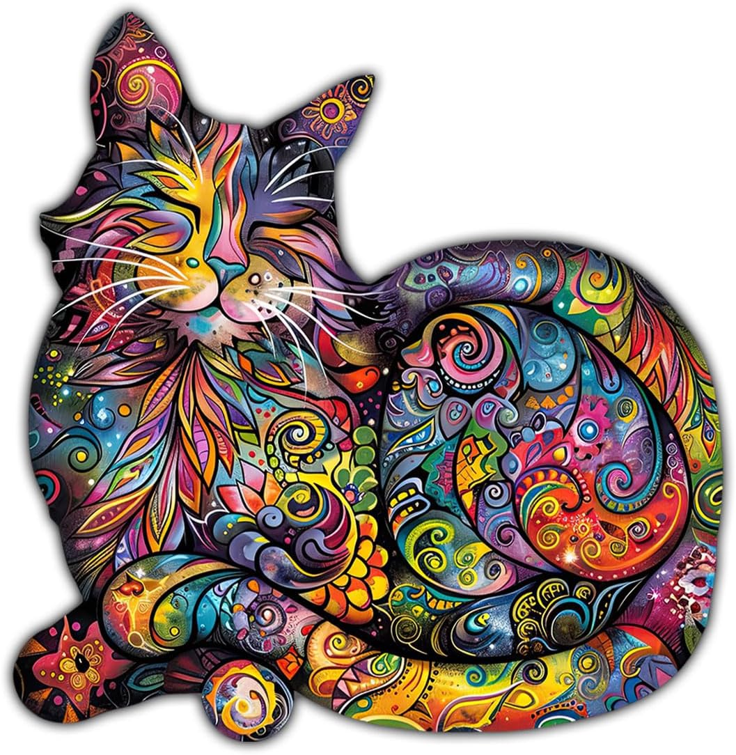 (3Pcs) Cat Funky Colors Glow Vinyl Bumper Decal Sticker, Cats Bumper Stickers, Color Cats Decal - Stickers for Laptop Water Bottle Phone Car Window Helmet 3" (DR Cat 2)