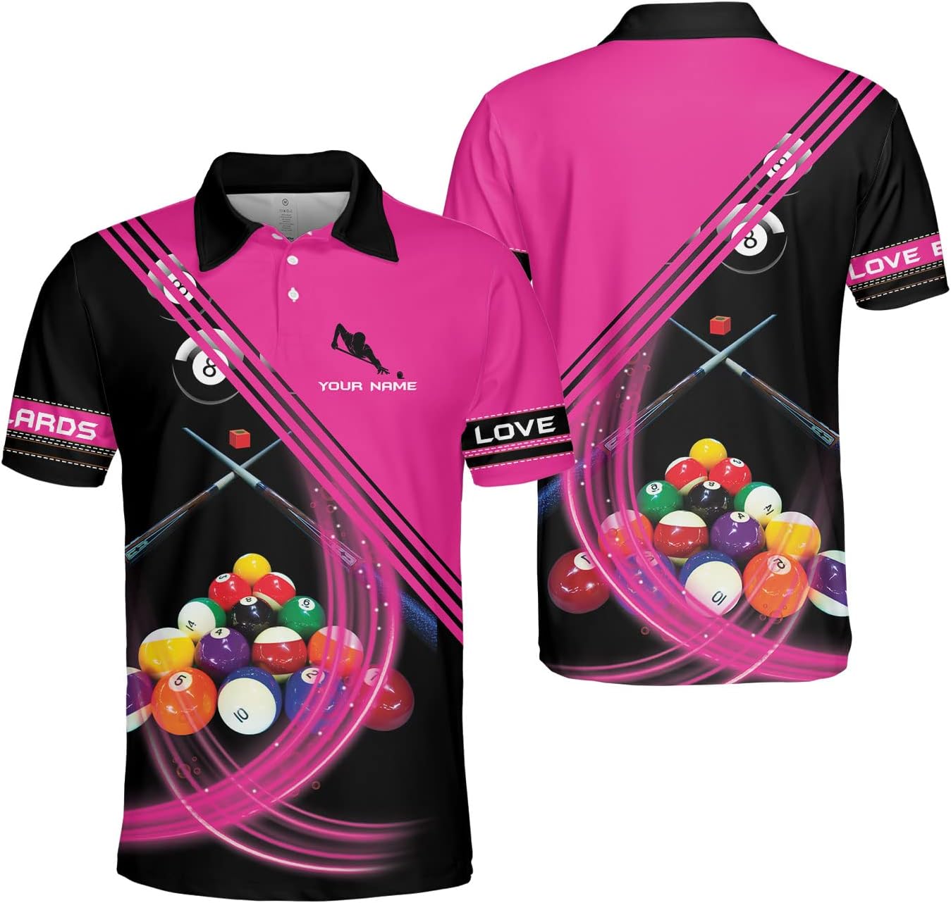 Custom Billiard Polo Shirts for Men Women Personalized Name Team 8 Ball Shirt Billiards Apparel Pool 3D Tshirts Gifts Player