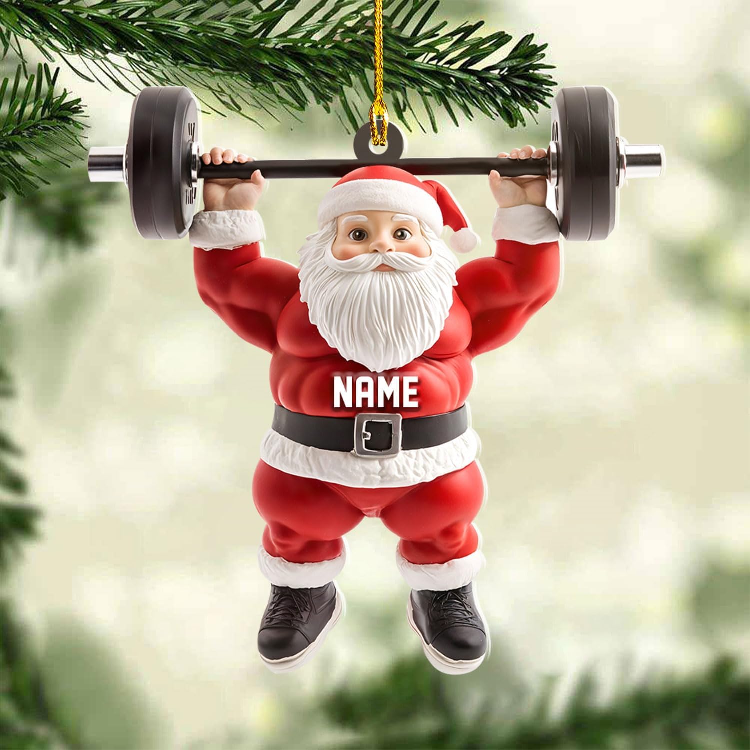 AOVL Personalized Weight Plate Ornament Weight Ornament Fitness Gift for Gym Ornament Merry Liftmas Christmas Hanging Ornaments Weight Plates Ceramic Ornament (DF11)