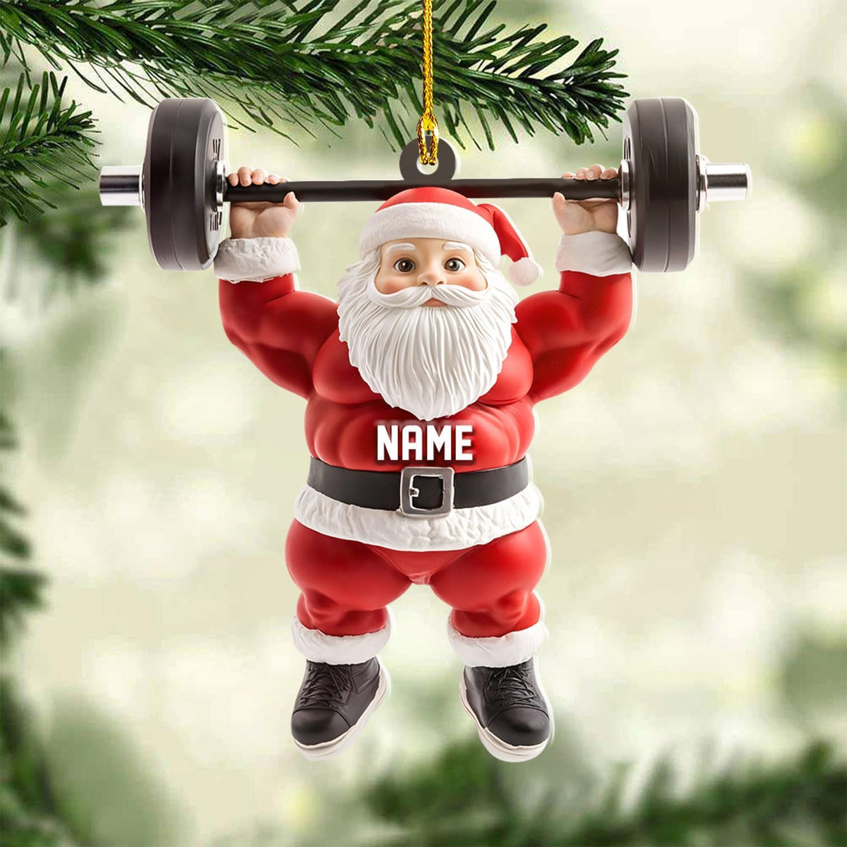 AOVL Personalized Weight Plate Ornament Weight Ornament Fitness Gift for Gym Ornament Merry Liftmas Christmas Hanging Ornaments Weight Plates Ceramic Ornament (DF11)