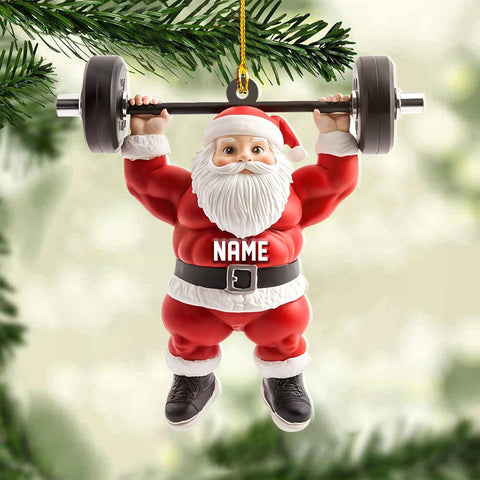 AOVL Personalized Weight Plate Ornament Weight Ornament Fitness Gift for Gym Ornament Merry Liftmas Christmas Hanging Ornaments Weight Plates Ceramic Ornament (DF11)