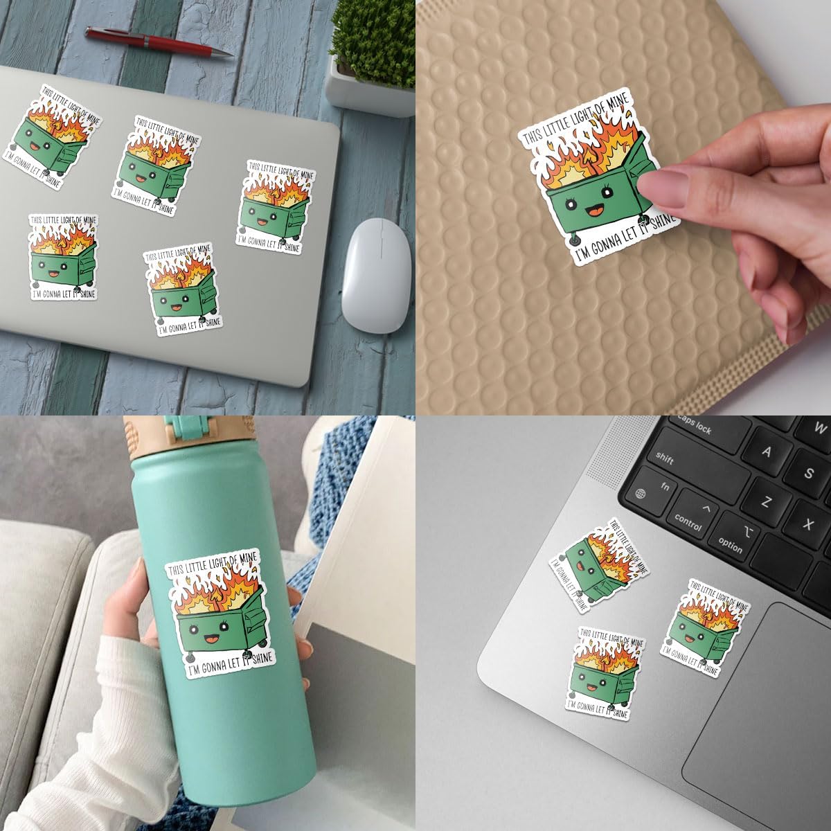 3 Pcs This Little Light of Mine Dumpster Fire Sticker, This Little Light of Mine Sticker, Dumpster Fire Light, This Little Light of Mine Dumpster Fire Stickers for Laptop Phone Car Helmet 3"x3"