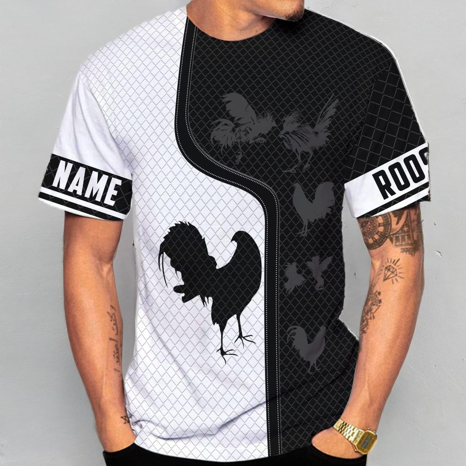 Mostefy Personalized Name Rooster Shirt 3D, Rooster Shirts for Men, Chicken Tshirts Shirts for Women, Funny Chicken Shirts