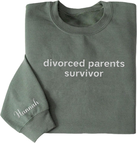 MAPrints Personalized Divorced Embroidered Sweatshirt, Embroidered Divorcing Hoodie, Divorced Parents Survivor Shirt Crewneck