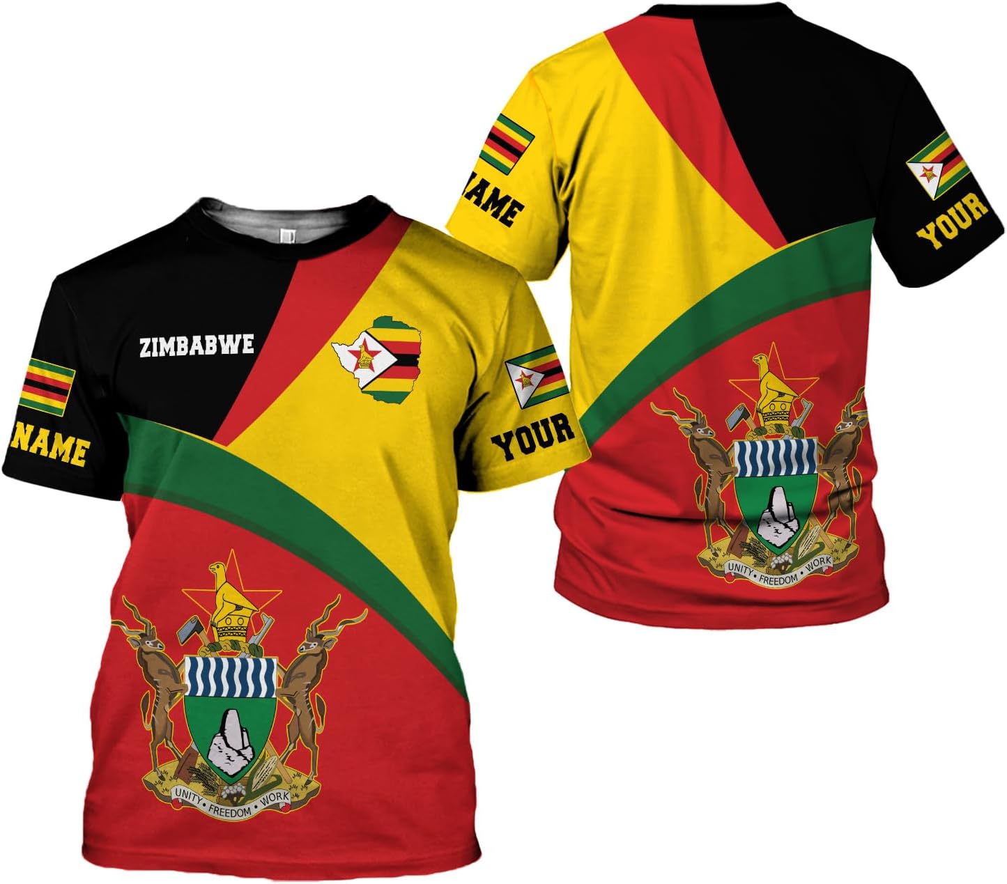 Personalized Zimbabwe Shirt, Zimbabwe Flag Pride T-Shirt, Short Sleeve Men Shirt Colourful, Gifts for Zimbabwean (ZBW 10)