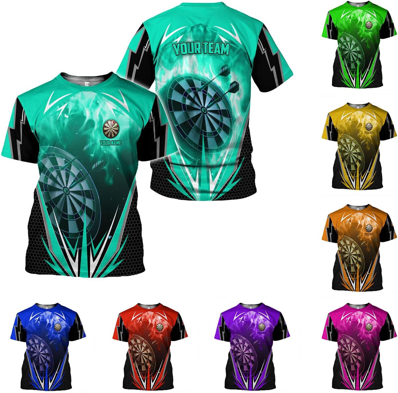 Pretyprints Personalized Dart Shirts Men Women 3D Polo Custom Name Team Jersey Funny Dartboard Shirt S-5XL Gifts