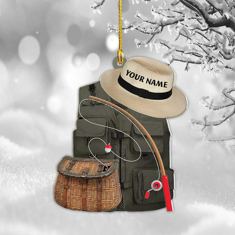 mostprints Personalized Fishing Ornament Custom Fishing Christmas Ornaments Fishing Vest Christmas Ornaments Gifts for Fishing Lovers Ornament Christmas Hanging Ornament Fisherman Gift (Fishing 5)