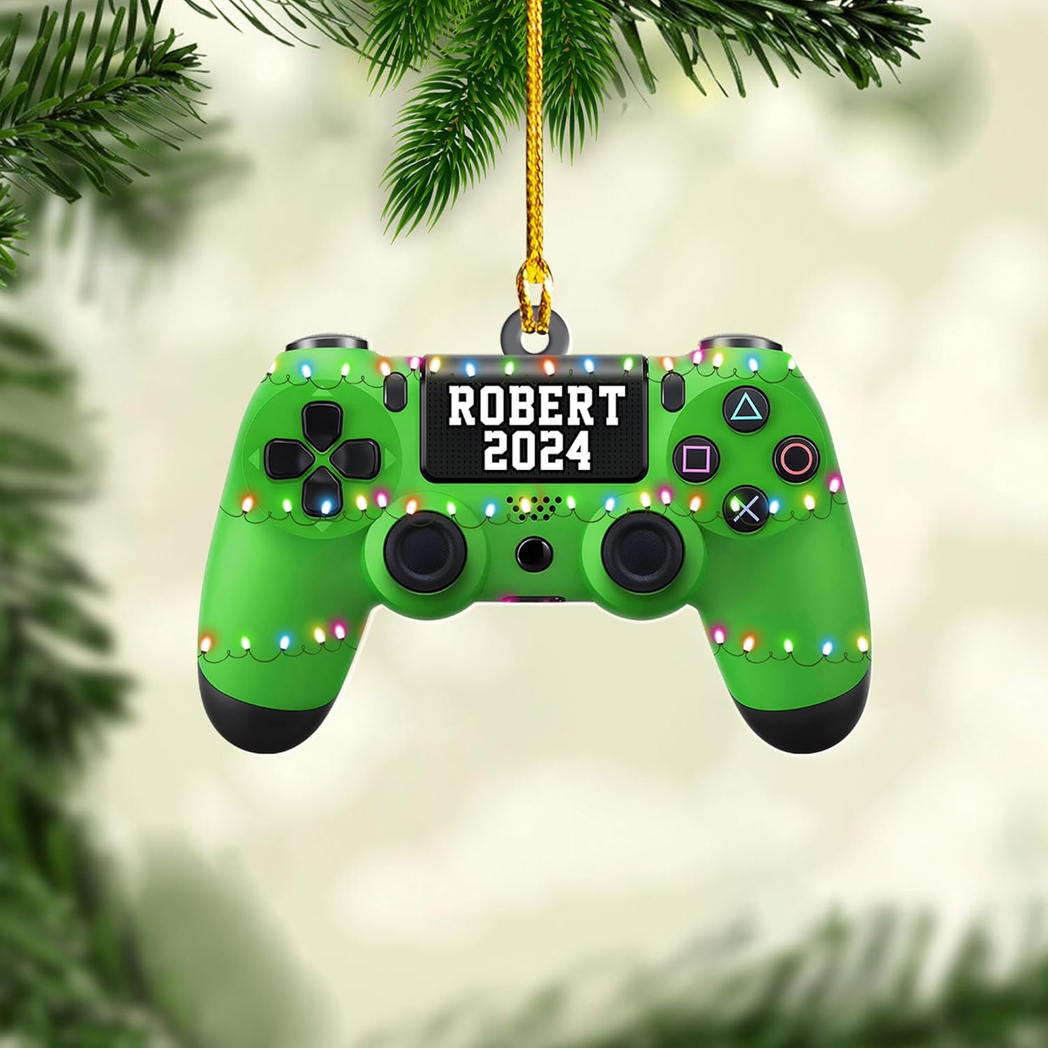 Artparel Personalized Gamer Ornament Custom Name Game Controller Ornament Shape Flat Computer Ornament for Gamer Gaming Ornament Gamer Christmas Ornament (GC2)