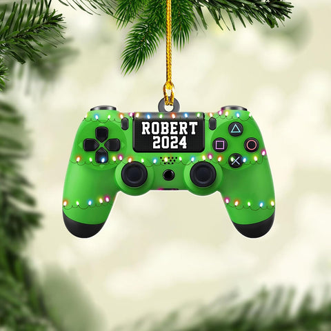 Artparel Personalized Gamer Ornament Custom Name Game Controller Ornament Shape Flat Computer Ornament for Gamer Gaming Ornament Gamer Christmas Ornament (GC2)