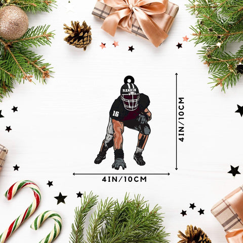 MoonArt Personalized Name Football Ornaments 2023, Customized Football Christmas Ornaments Wood Ornament Christmas Tree Hanging Ornament Pine Tree Decorations for Kid Couple Friends Family, Red (FB6)