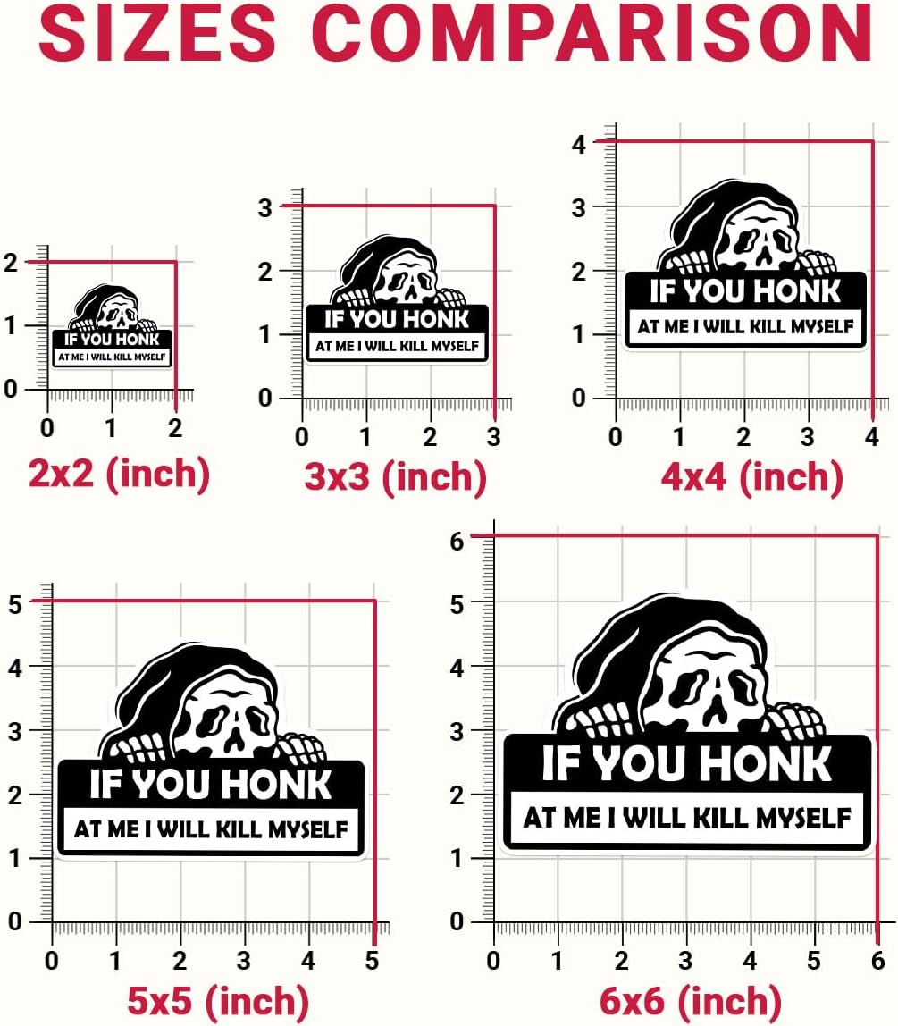 3Pcs If You Honk At Me I Will Kill Myself Bumper Sticker, If You Honk At Me I Will Kill Myself Skull Die-cut Sticker, Scared Skull Vinyl Sticker - Sticker For Laptop Water Bottle Car Phone Hard Hat 3"