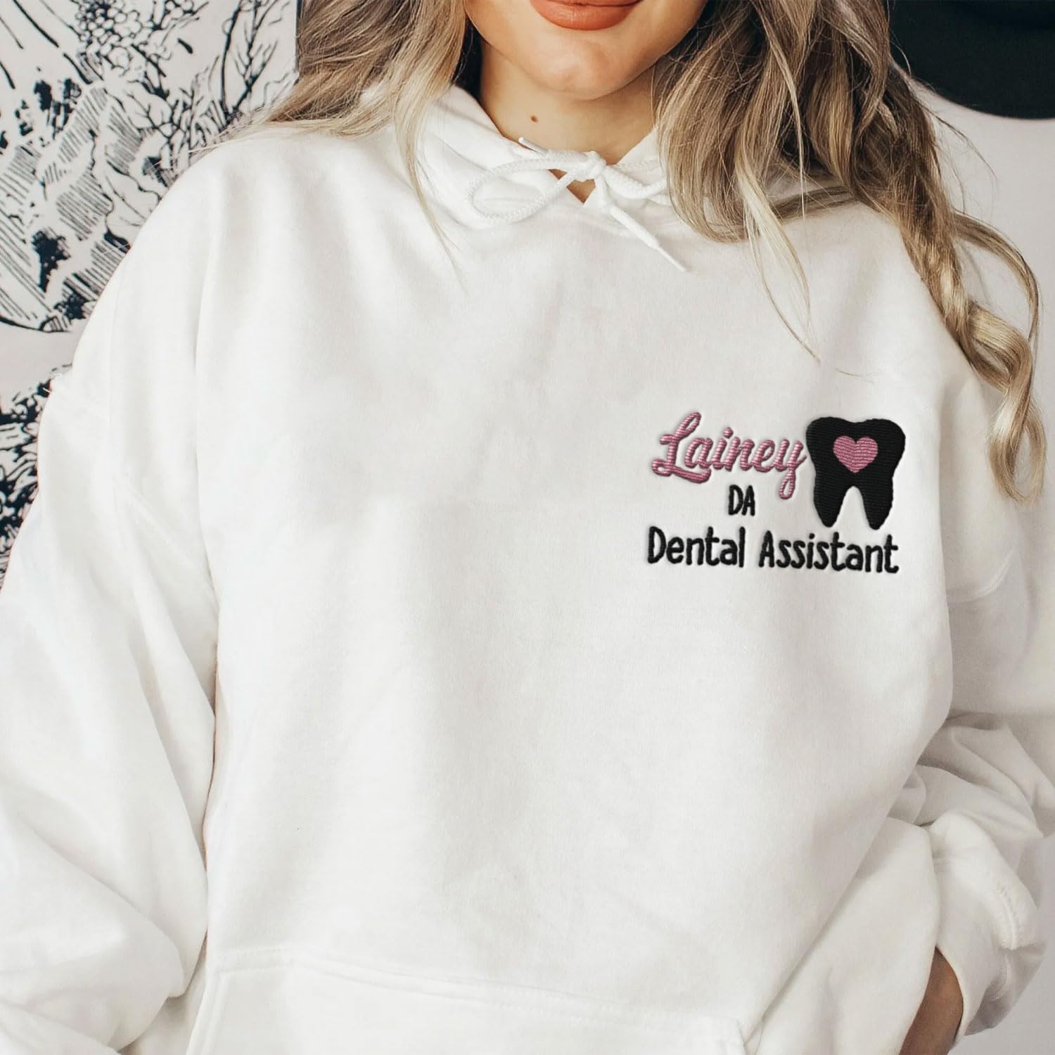 Intenprints Personalized Tooth Healthcare Embroidered Shirt, Dental Assistant RDA, Dentist Office, Dental Hygienist Gift