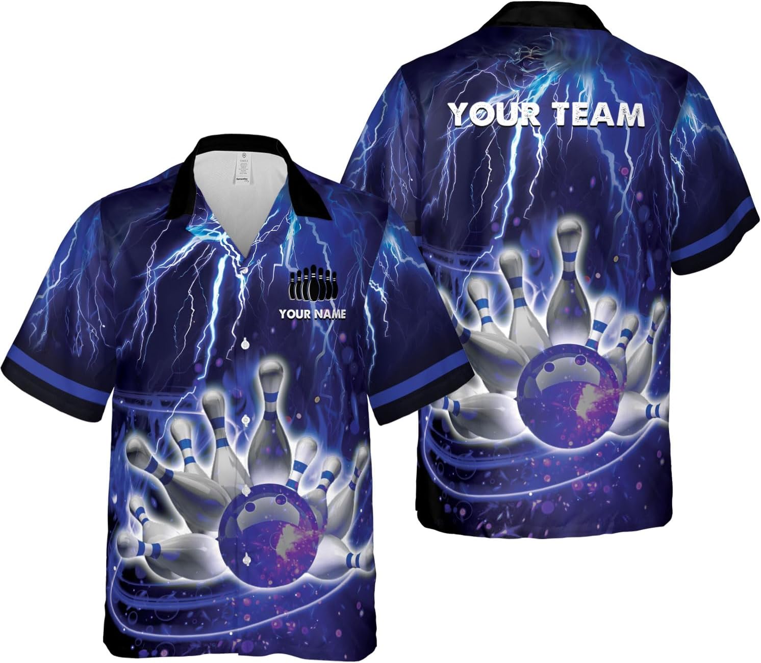 Rivelus Personalized Name Bowling Hawaii Shirts for Men and Women 3D, Bowling Shirts for Team Bowling, Bowling Shirts Gift