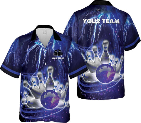 Rivelus Personalized Name Bowling Hawaii Shirts for Men and Women 3D, Bowling Shirts for Team Bowling, Bowling Shirts Gift