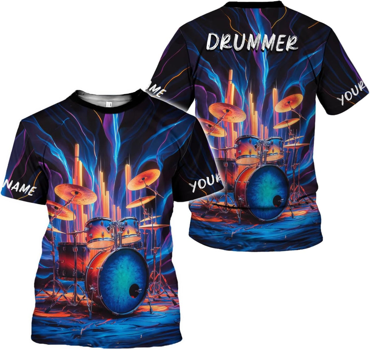 Personalized Drummer 3D Shirt Unisex Drumset Drummer Drumsticks T-Shirt Gift for Drum Lover Shirt Drumming Marching Band Gift