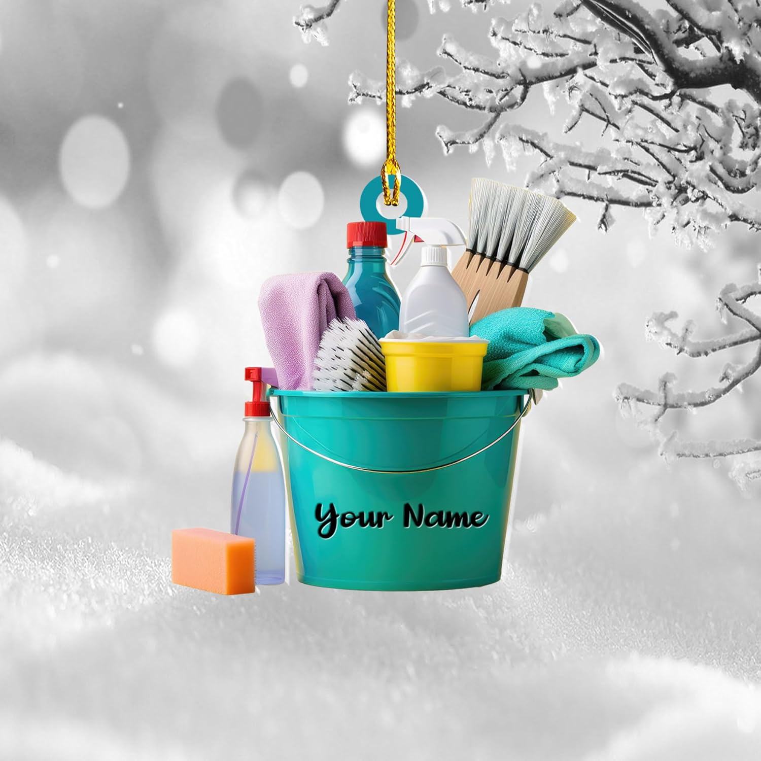 Intenprints Personalized Housekeeping Christmas Ornament, Housekeeping Keepsake, Janitor Cleaning Lady Ornament,Cleaning Service Christmas Ornament, Housekeeper Ornament (Style 1)