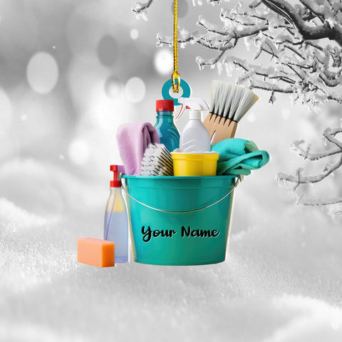Intenprints Personalized Housekeeping Christmas Ornament, Housekeeping Keepsake, Janitor Cleaning Lady Ornament,Cleaning Service Christmas Ornament, Housekeeper Ornament (Style 1)