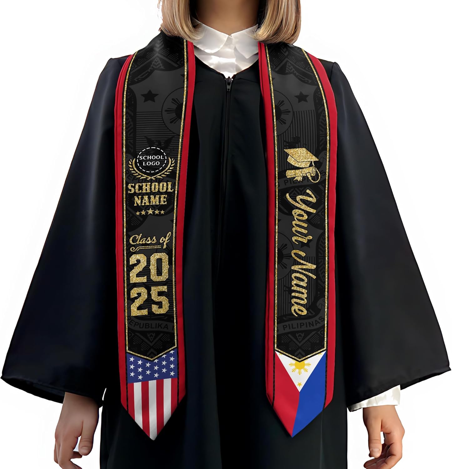Customize Filipino Graduation Sash, Philippines Graduation Stole, Philippine Graduation Sash 2025