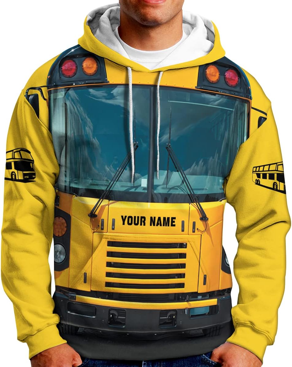 mostprints Personalized School Bus Driver Hoodie Yellow Bus Driver Hoodies School Bus Driver Sweaters Shirts Men & Women