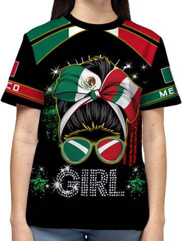 Mostprints Personalized Mexico Shirts for Women, Custom Name Mexican Shirts for Women, Mexico Shirt Flag Women Full Size New