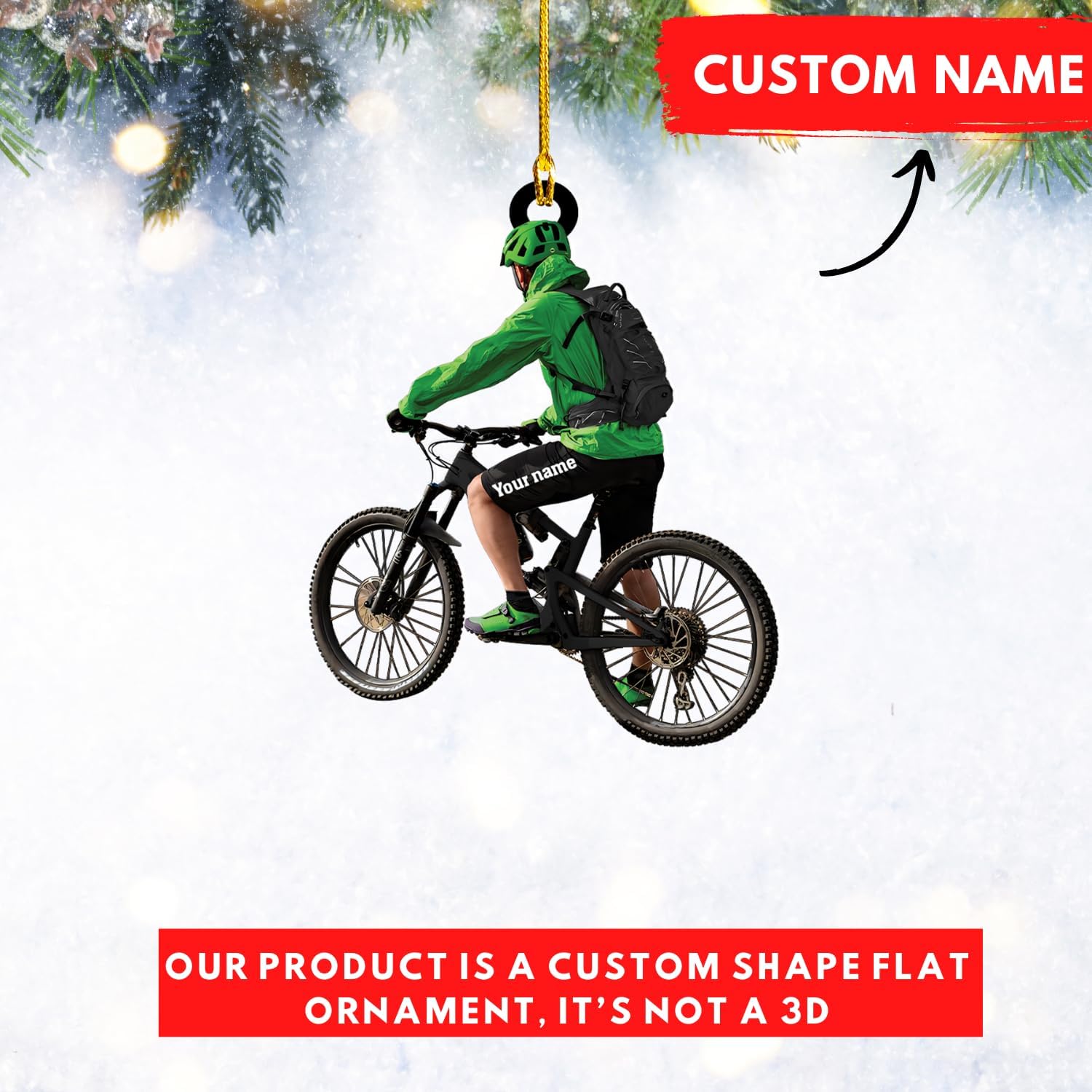 Personalized Mountain Biking Ornament, Custom Name & Year Christmas Tree Ornaments 2024, Xmas Cyclist Gifts, Mountain Bike Biking Rider Xmas Holiday Keepsake, Bicycle Racing Sport Presents (Style 8)