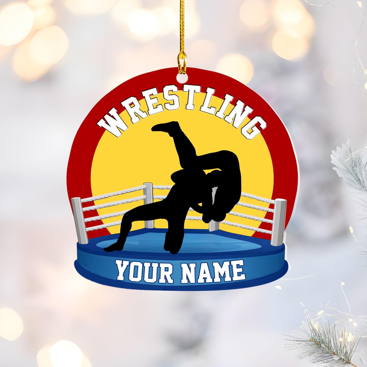Personalized Wrestling Christmas Ornament 2024 Wrestling Christmas Ornament Gift for Wrestling Player Wrestling Christmas Tree Ornaments for Boys or Girls (Acrylic, Style 5)