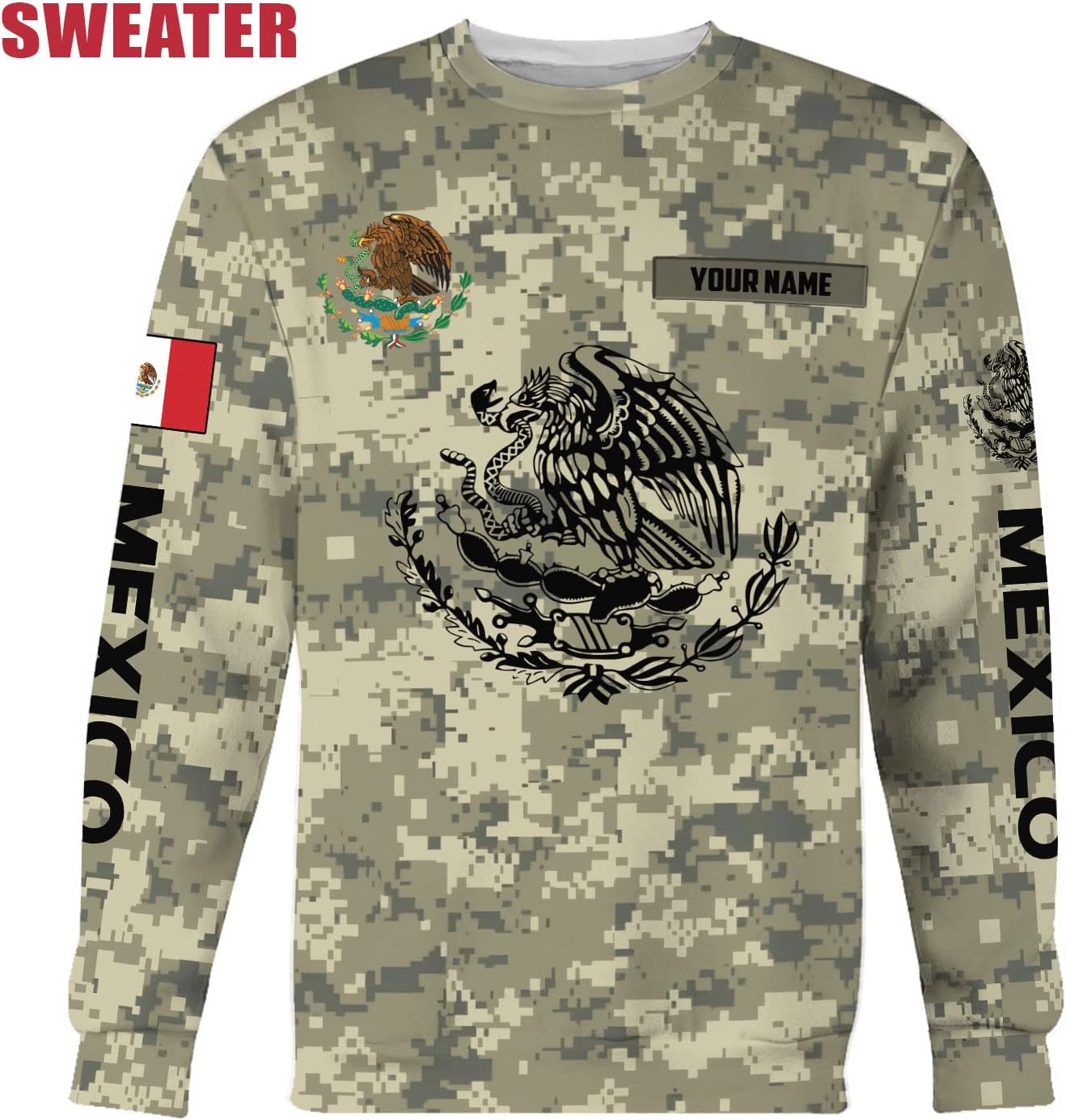Mostefy Personalized Name Army Camo flag Mexican Mexico Unisex 3D All Over Printed Sportwear Hoodie, T Shirt, Zip Up Hoodie, Sweatshirt For Men Women Adult Full Size S-5XL (HD13)