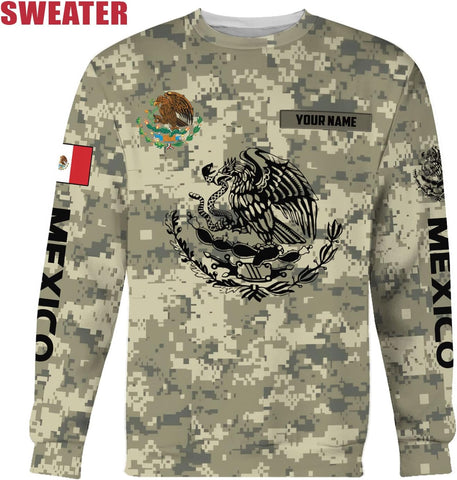 Mostefy Personalized Name Army Camo flag Mexican Mexico Unisex 3D All Over Printed Sportwear Hoodie, T Shirt, Zip Up Hoodie, Sweatshirt For Men Women Adult Full Size S-5XL (HD13)
