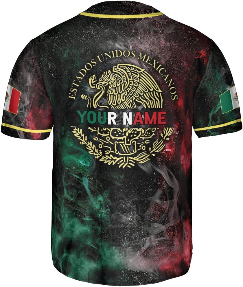 Mostefy Custom Mexico Baseball Jerseys Mexican Eagle & Flag Shirt for Teams, Mexico Shirts for Men & Women Size S-5XL