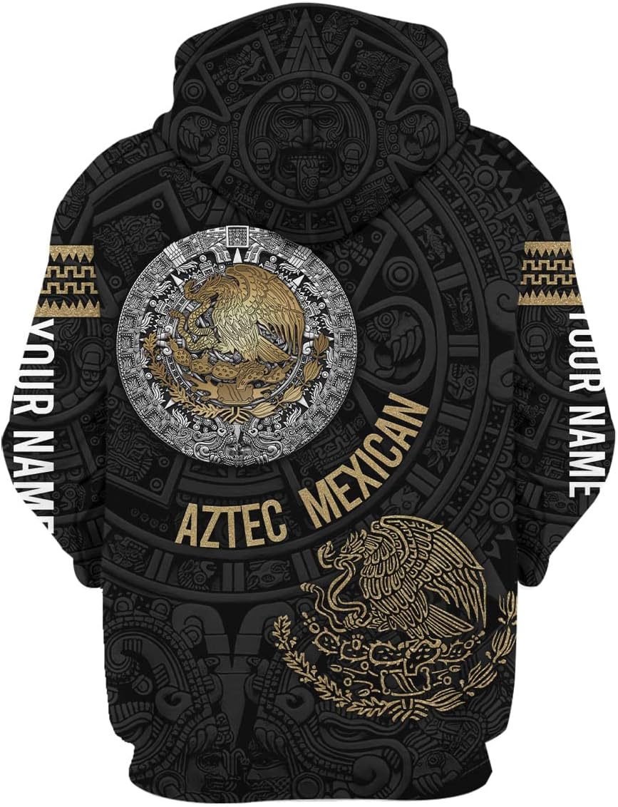 Mostprints Personalized Name Aztec Shirts for Men, Aztec Warrior Shirt, Mexican Shirts for Men Mexican Azteca, Mexico Shirts