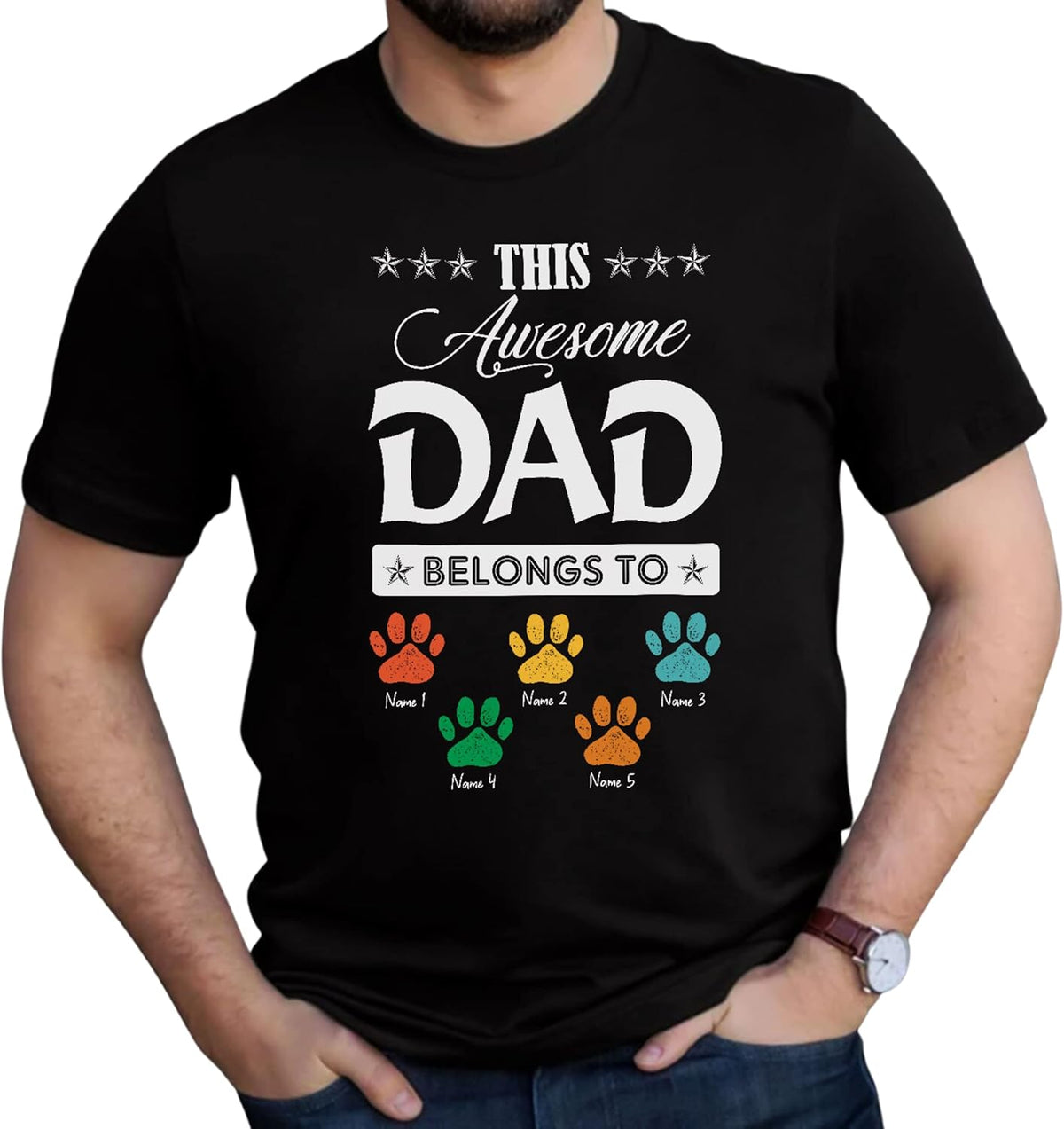 Personalized Dog Dad Shirts for Men, Best Dog Dad Ever Tshirt Gifts Fathers Day, Custom Funny Dogfather T-Shirt (TS20)