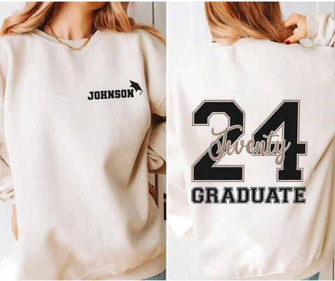 Suseaz Personalized Senior 2024 Embroidered Sweatshirt Graduation 2024 Class Of 2024 Senior Class Senior Embroidered Shirt
