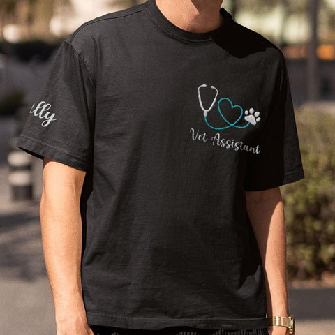 Custom Embroidered Vet Assistant Sweatshirt, Veterinary Medicine Hoodie for Women, Vet Tech Crewneck Gifts for Veterinarian