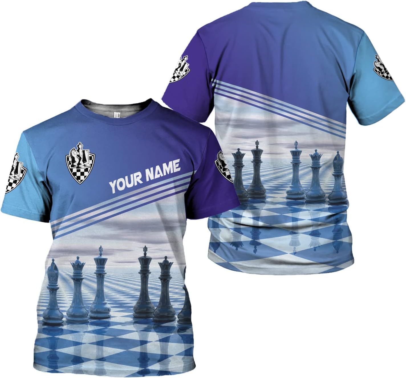 Personalized Name Chess 3D Full Color Shirt, Custom Name Chess 3D Shirt for Men, Women, Chess Lover, USA Chess Shirt
