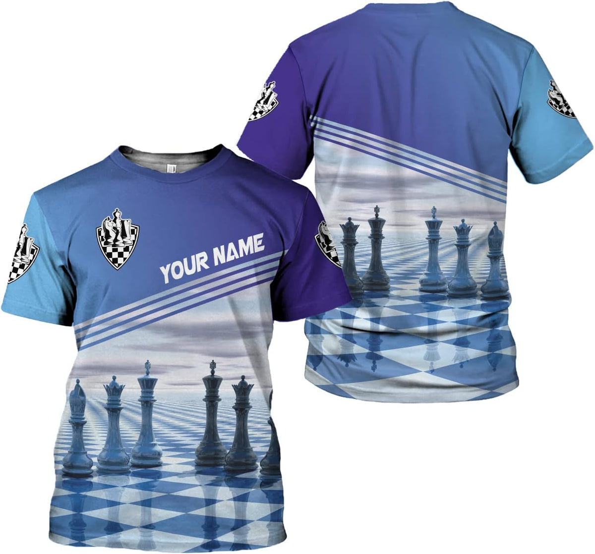 Personalized Name Chess 3D Full Color Shirt, Custom Name Chess 3D Shirt for Men, Women, Chess Lover, USA Chess Shirt