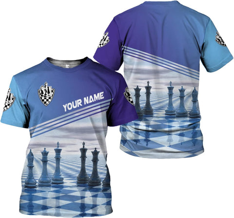 Personalized Name Chess 3D Full Color Shirt, Custom Name Chess 3D Shirt for Men, Women, Chess Lover, USA Chess Shirt