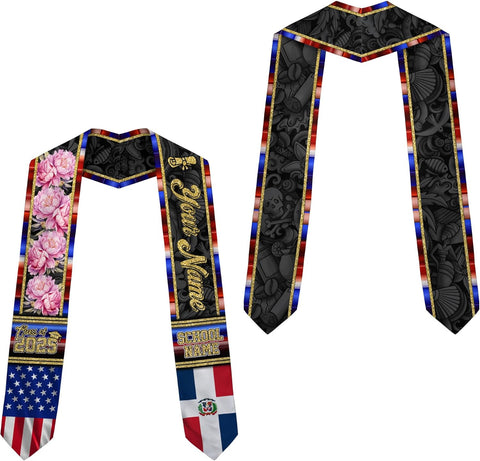 Pretyprints Custom Dominican Sash Graduation, Dominicans Flag Graduation Sash 2025, Dominican Republic Graduation Stole