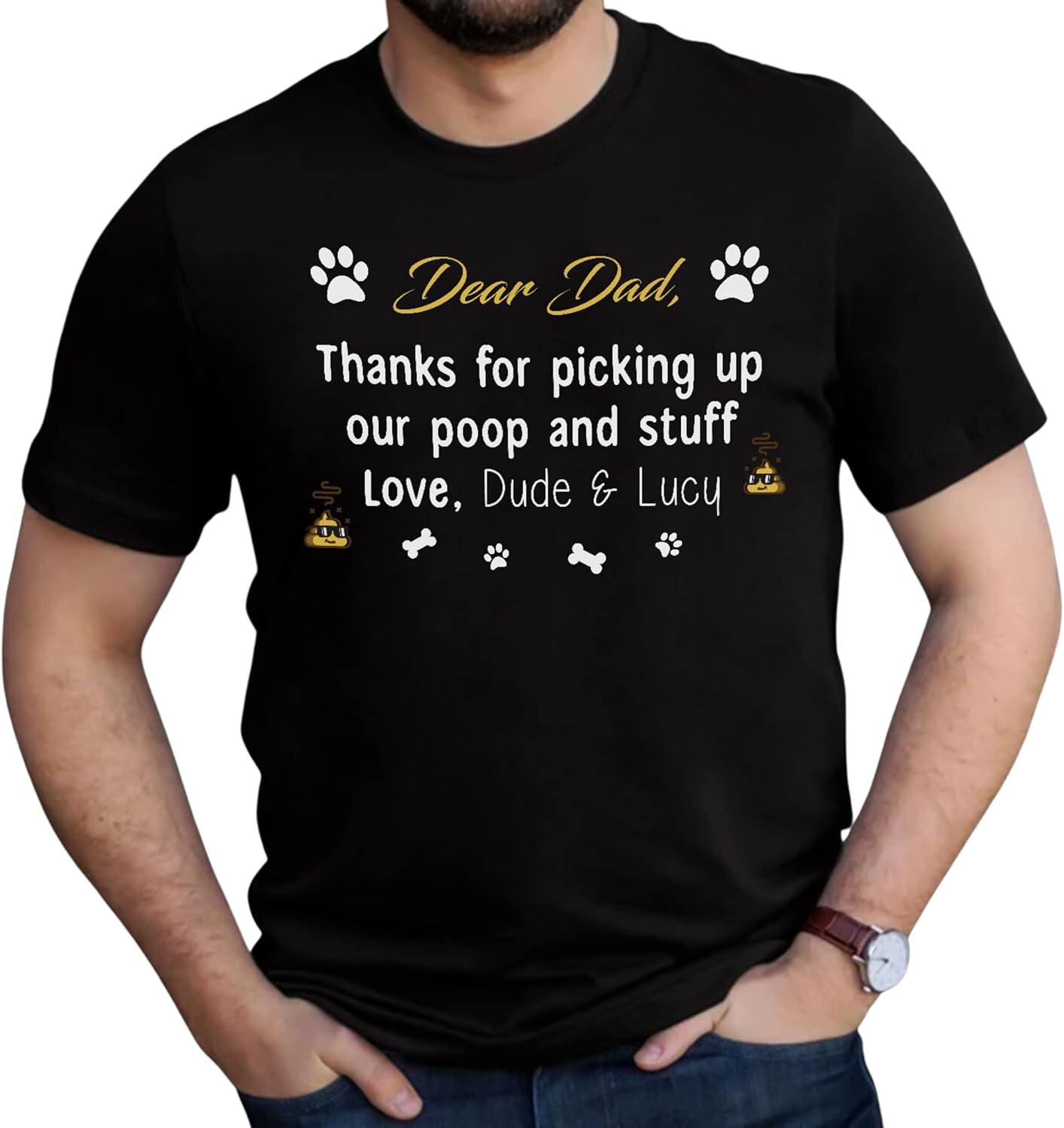 Personalized Dog Dad Shirts for Men, Best Dog Dad Ever Tshirt Gifts Fathers Day, Custom Funny Dogfather T-Shirt (TS24)