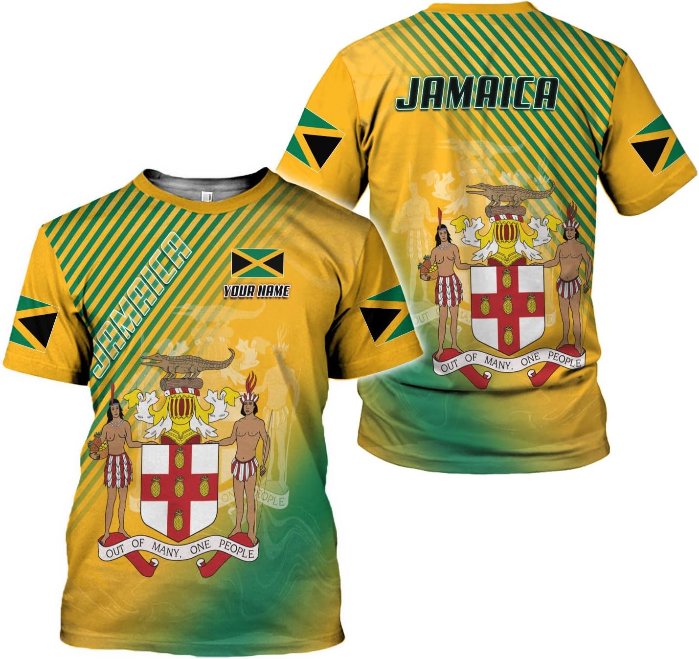 Ligthuy Personalized Jamaica Shirt 3D, Custom Jamaica Flag Lion Shirt for Men and Women, Jamaican Pride T-Shirt Unisex