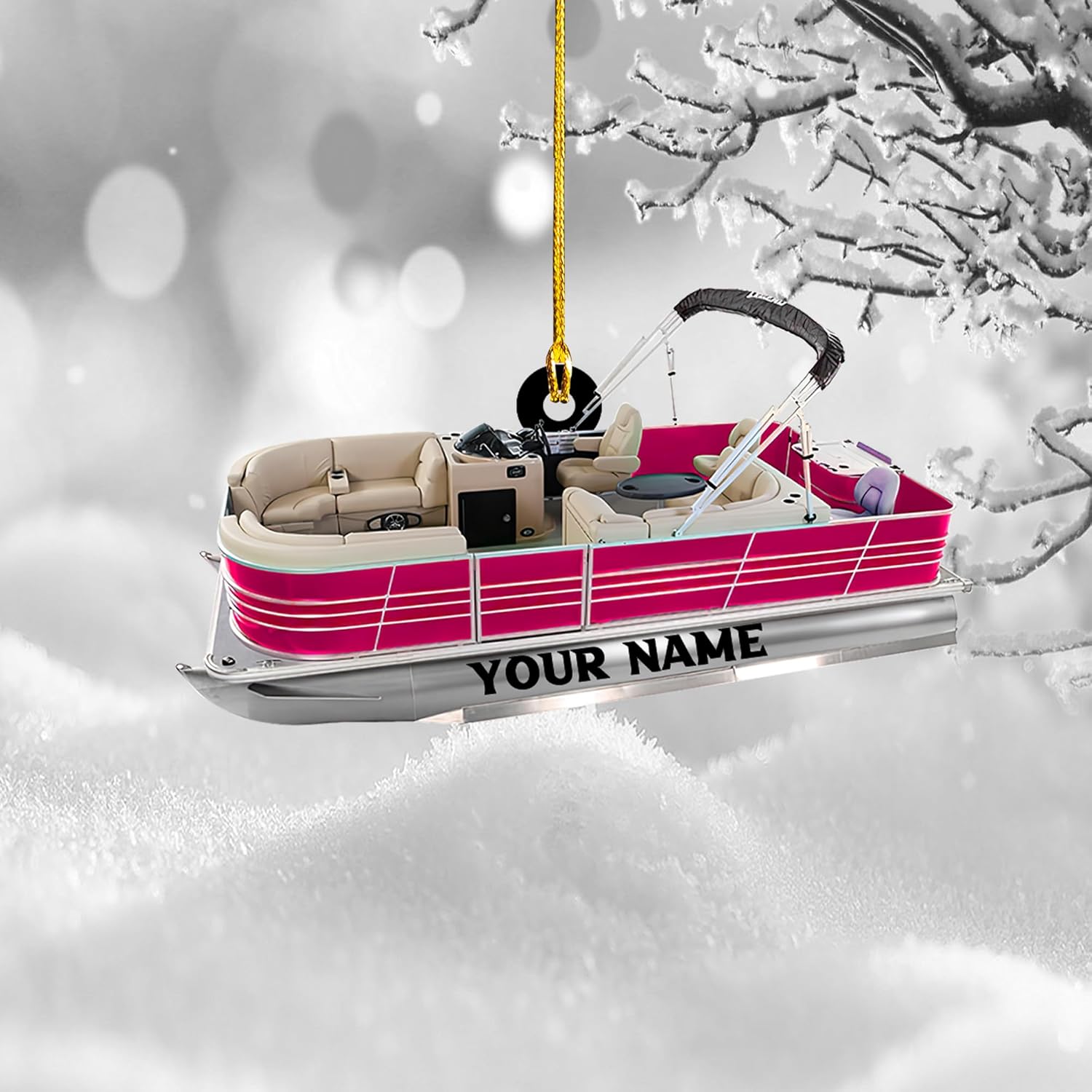 Parvii Personalized Pontoon Boat Ornament, Custom Pontoon Christmas Ornament, Pontoon Boat Christmas Ornament, Pontoon Boat, Christmas Tree Ornament, Custom Pontoon Hanging Ornament (PT 2)