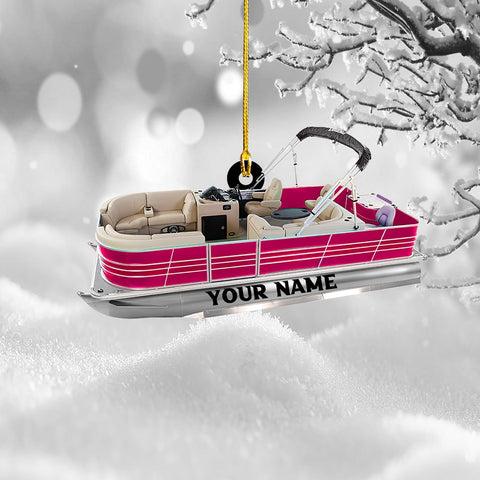 Parvii Personalized Pontoon Boat Ornament, Custom Pontoon Christmas Ornament, Pontoon Boat Christmas Ornament, Pontoon Boat, Christmas Tree Ornament, Custom Pontoon Hanging Ornament (PT 2)
