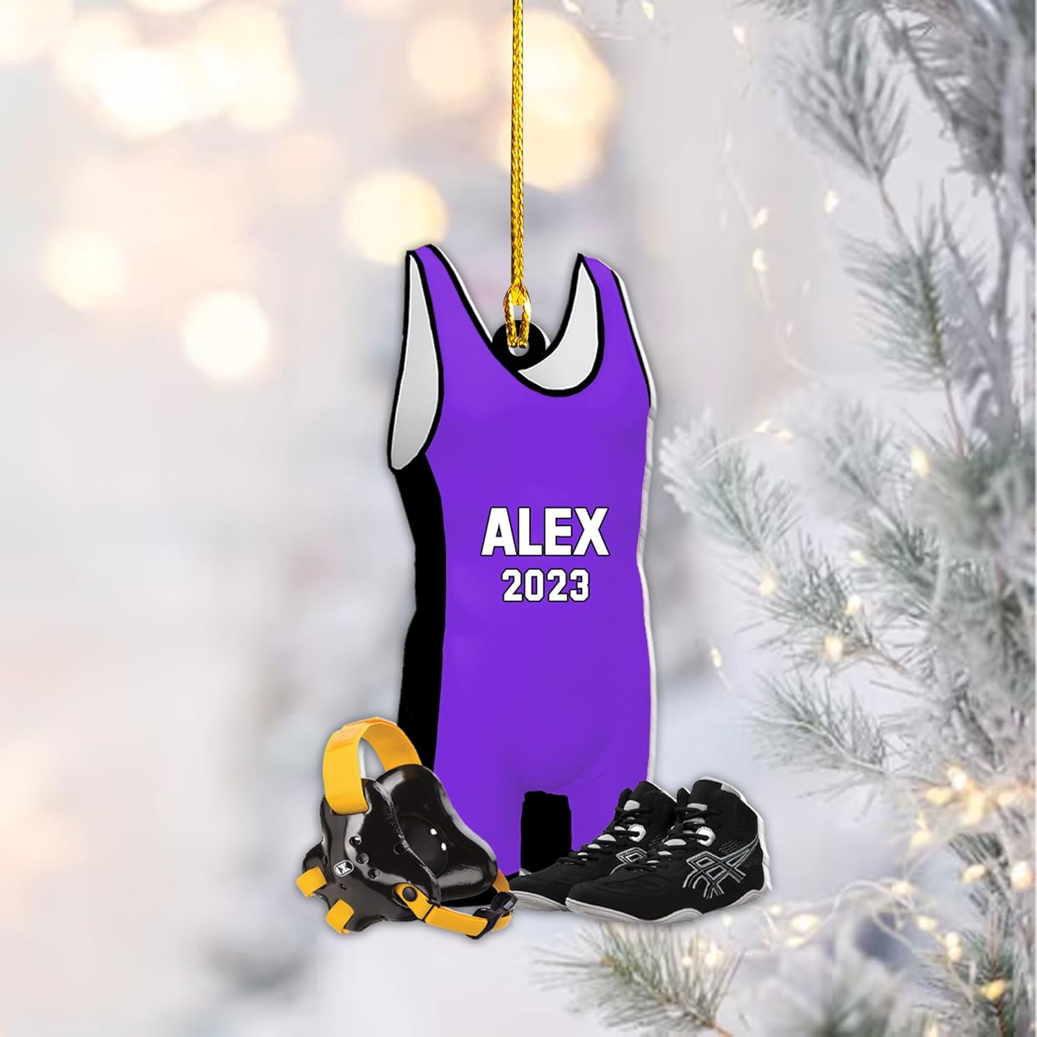 Artparel Personalized Wrestling Ornament Wrestling Helmet Ornaments Wrestling Christmas Ornament Gift for Wrestling Player Wrestling Christmas Tree Ornaments for Boys or Girls (Wrestling 5)