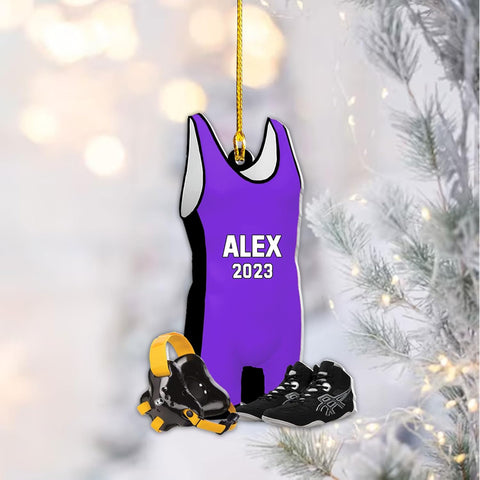 Artparel Personalized Wrestling Ornament Wrestling Helmet Ornaments Wrestling Christmas Ornament Gift for Wrestling Player Wrestling Christmas Tree Ornaments for Boys or Girls (Wrestling 5)