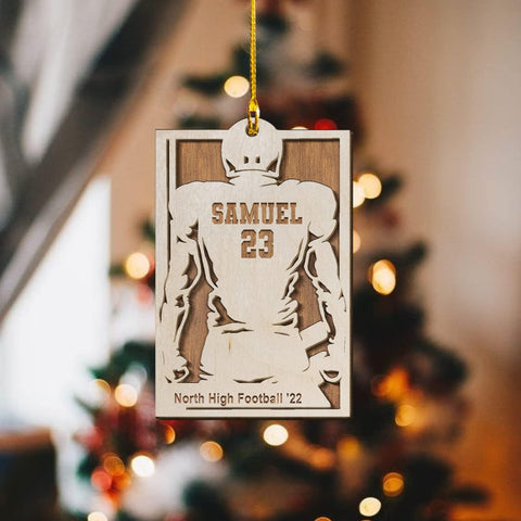 Artparel Personalized Football Ornament Customized Football Christmas Ornaments Football Ornament Christmas Hanging Décor Gift for Football Fans Football Gifts Gift for Football Player (FB)