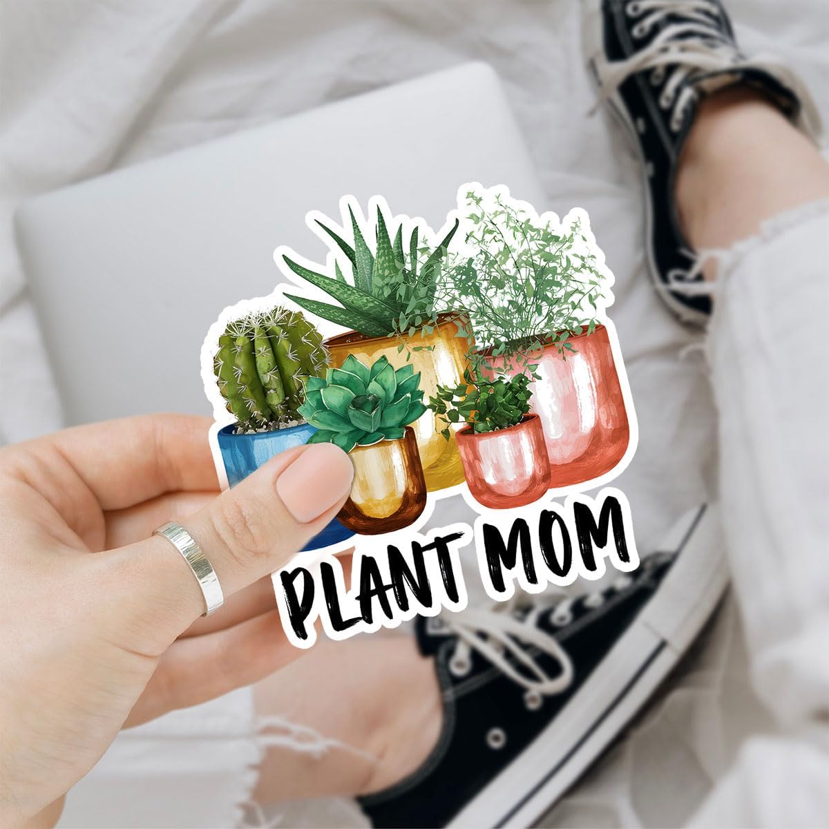 (3Pcs) Plant Mama Sticker, Plant Vinyl Decal, Laptop Plant Stickers, Mom Plant Accessories, Mama Accessories, Great Gifts for Mom - Stickers for Laptop Water Bottle Phone Car Window Helmet 3" (PM 1)
