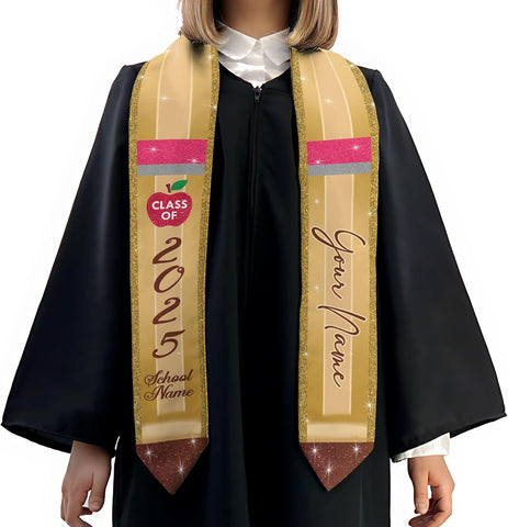 Pretyprints Personalized Class Of 2025 Teacher Graduation Stole Custom Teacher Pencil Graduation Sash Gift College Graduation